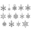 雪の結晶 チャーム カン付き 雪 マーク 冬 アクセサリーパーツ アクセサリートップ ハンドメイド MIX アソート 14種類 70個セット 1081