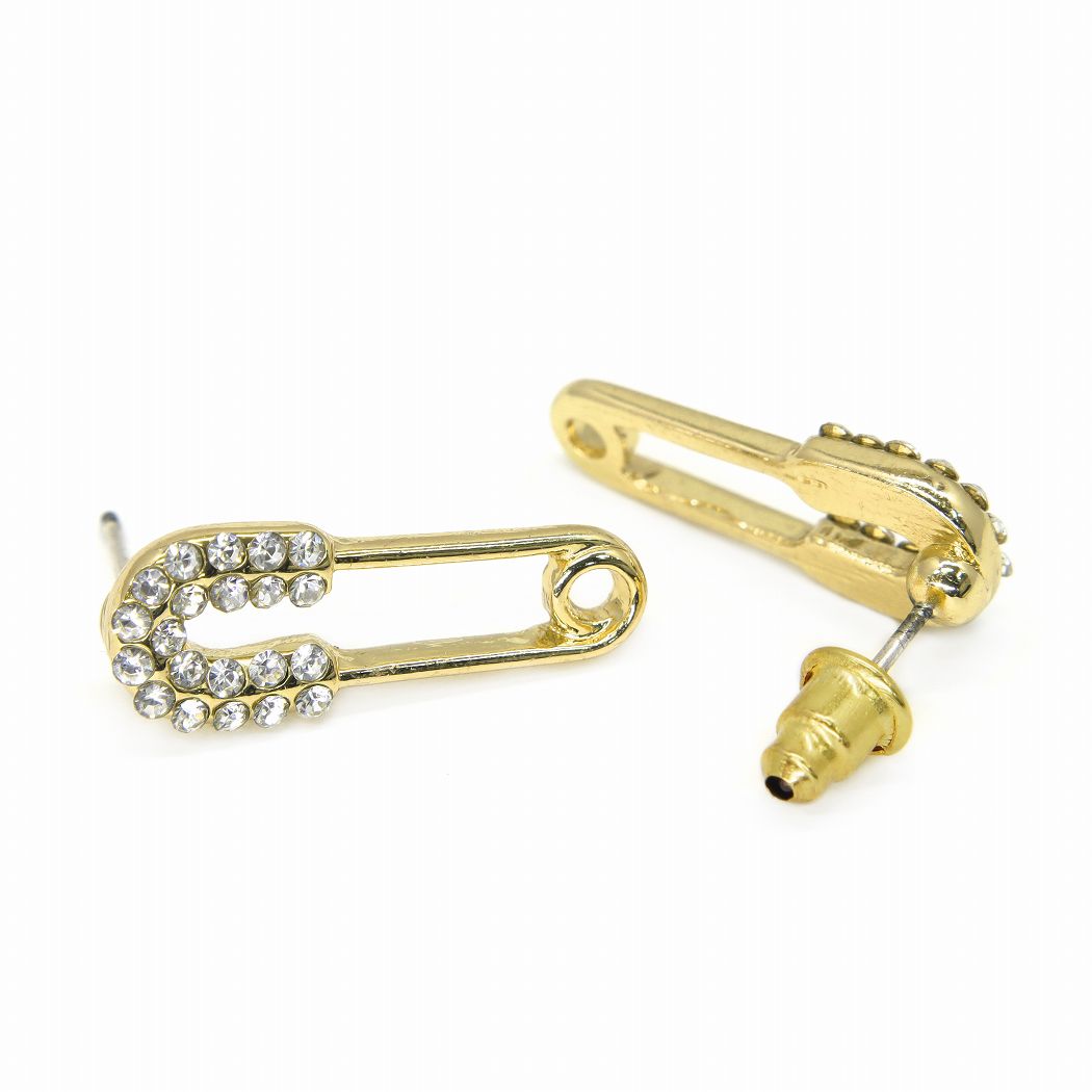 乐天商城 - 安全ピンピアス スタッドピアス ジルコニア ゴールド 両耳 1153
