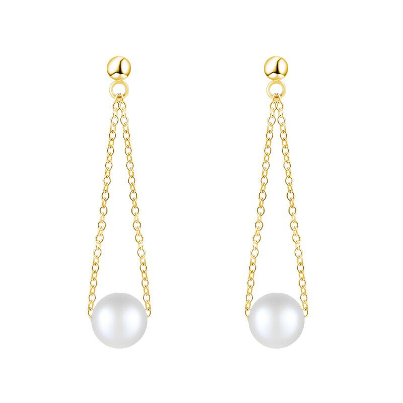 乐天商城 - チェーンパールピアス ステンレス ロング 揺れる しずく シンプル レディース ゴールド 金属アレルギー対応 1177