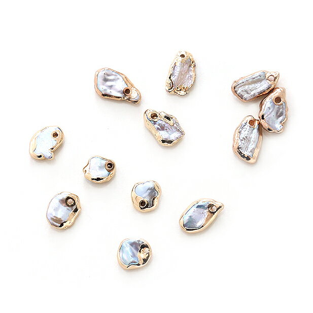 乐天商城 - 天然淡水パール 穴あき チャーム ビーズ アクセサリーパーツ ハンドメイド 手芸 DIY 上品 シェル オーロラ 2個 1186