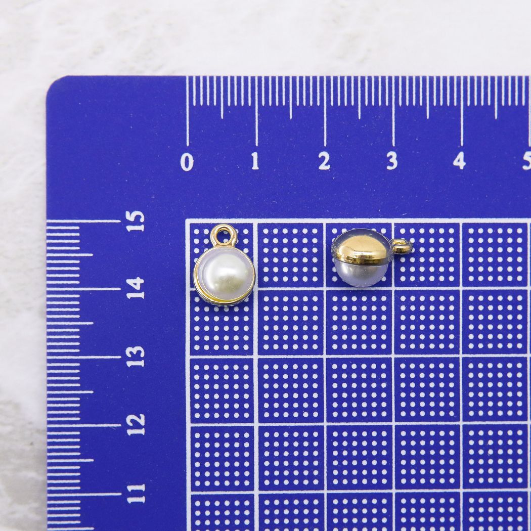 カン付き パールチャーム ゴールド 台座付き 上品 ハンドメイド DIY 手芸 素材 材料 2個 1258