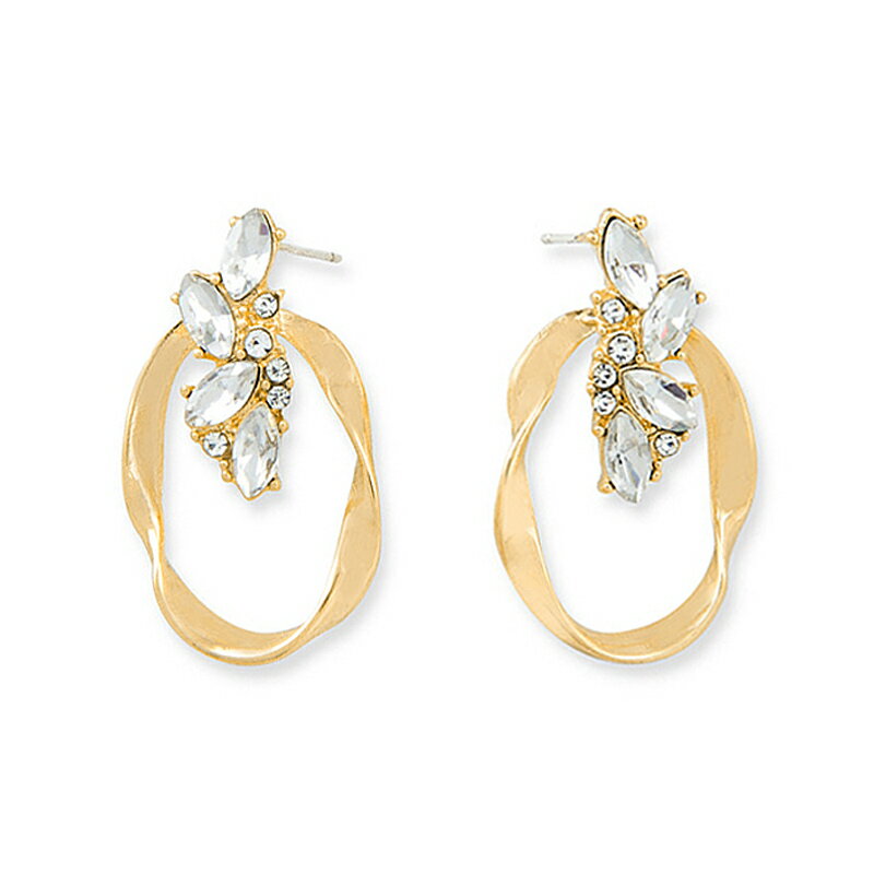 乐天商城 - ツイストオーバルピアス ビジュー ジルコニア ひねり 楕円 フープ レディース キレイめ S925 金属アレルギー対応 1350