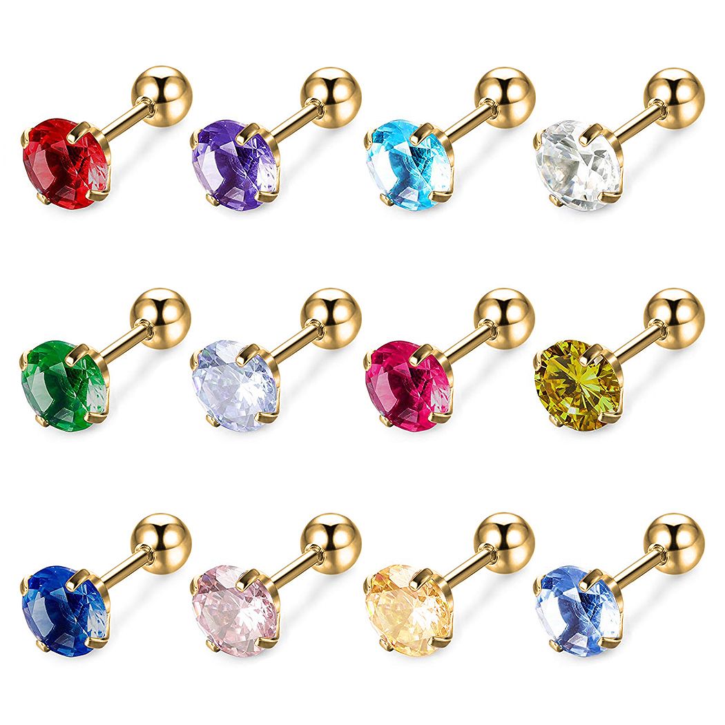 乐天商城 - 選べるカラー 誕生石ピアス ボディピアス 軟骨ピアス ストレートバーベル 片耳 879