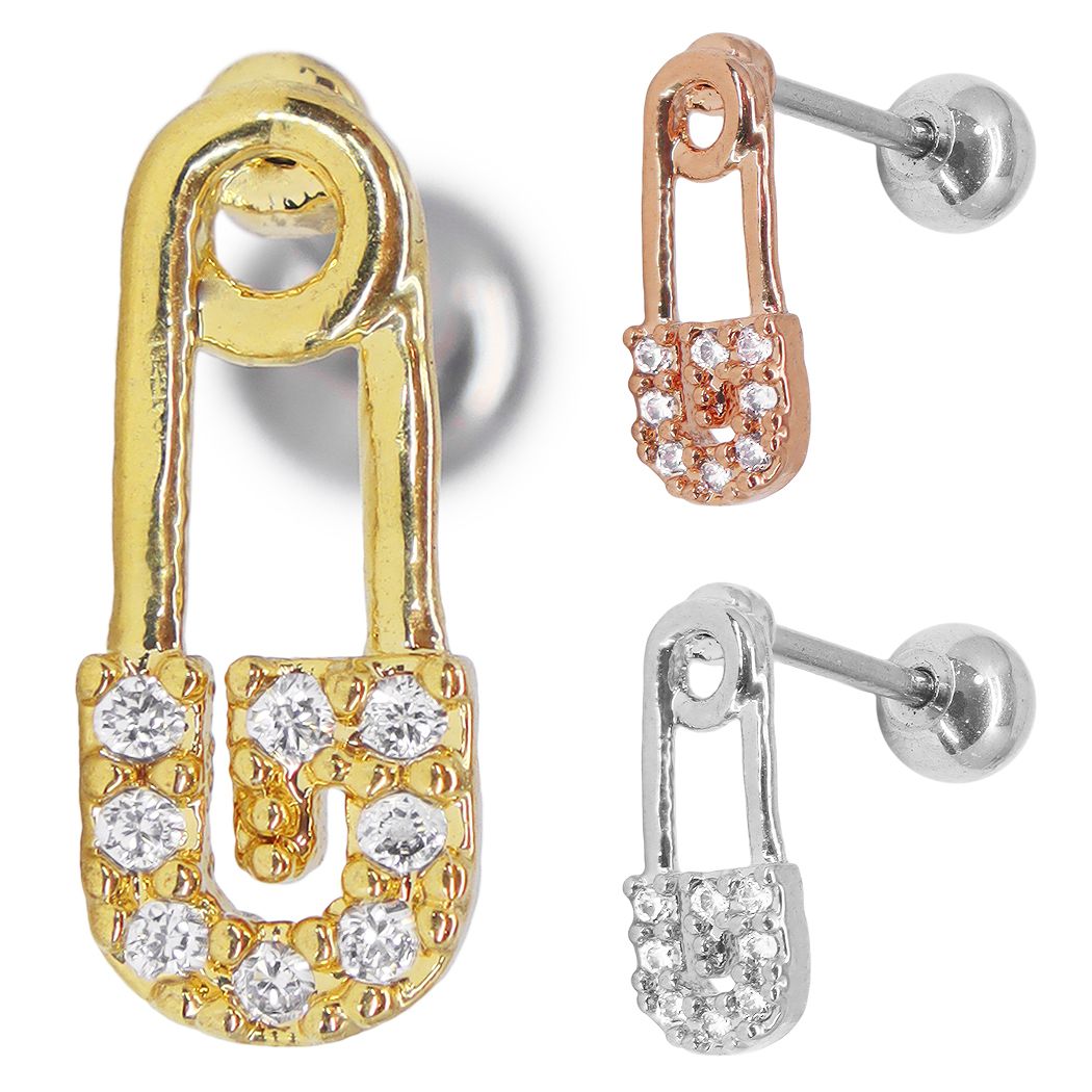 安全ピンモチーフのボディピアスです。 高品質のサージカルステンレスを使用しており、 金属アレルギーの方でも安心です。 また、錆び・変色・傷・汗にも強く お手入れも簡単といった特徴があります。 珍しい安全ピンモチーフはコーディネートのアクセン...