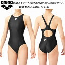 【全品ポイント2倍&最大1500円OFFクーポン】アリーナ ARENA ジュニア 競泳水着 国際水泳連盟承認 ワンピース スーパーストリーナ 着やストラップ ガールズ AQUA STRIPE ARN-2051WJ BKBK