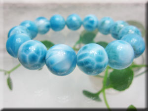 ラリマー　ブレスレット/最高級TOPグレード　ラリマー13mm珠ブレスレット（17cm）