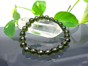 モルダバイト 8mm珠 ブレスレット/ ミラーカット/サイズ :7.5〜8mm珠x23珠/ 約17cm