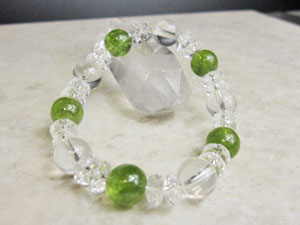 ペリドット&水晶 ブレスレット