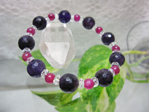 ルビー&ミラーボールカットアメジストのデザインブレス/ルビー/アメジスト