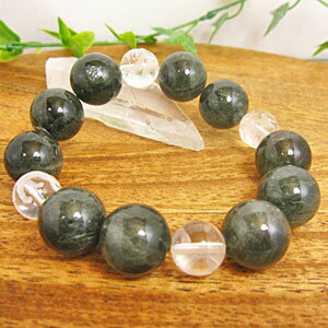 四神獣 水晶玉つき/グリーンルチル/キャッツアイ ルチル/緑針ルチル/針水晶/ブレスレット