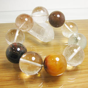 ミックスルチル/緑ルチル/金ルチル/赤ルチル/福禄寿 ブレスレット/22mm/針水晶/ブレスレット