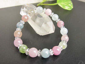 ミックストルマリン&カット水晶 ブレスレット