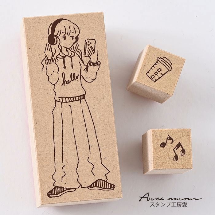 ガールズイラストスタンプ3個セット