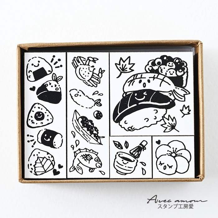 ジャパンスタンプ　【スタンプ 　食べ物　寿司　手帳デコ 　文具女子　 日本伝統　 ハンコ　 ゴム印 　ハンドメイド 】
