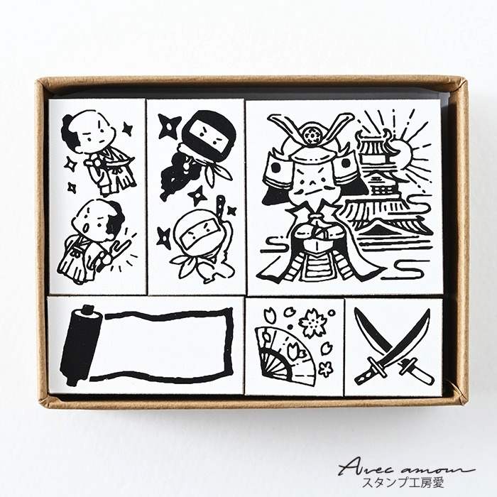 ジャパンスタンプ　【スタンプ 　忍者　武士　城　手帳デコ 　文具女子　 日本伝統　 ハンコ　 ゴム印 　ハンドメイド 】