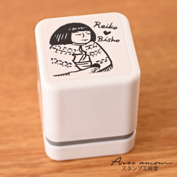 手のひら名画スタンプ-麗子微笑-【絵画はんこ　美術　名画スタンプ　浮世絵　日本絵画風　西洋絵画風　..