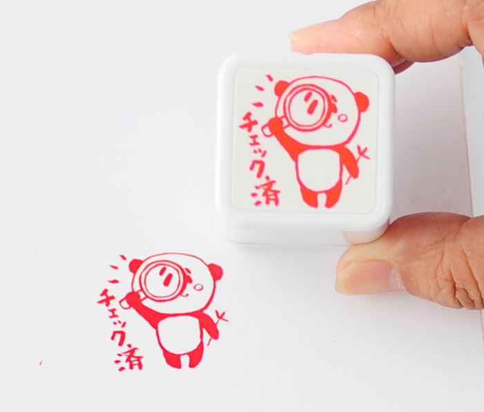 -ゆるキャラお仕事スタンプ　チェック済-【スタンプ工房 オリジナルスタンプ】【チェック済　オフィススタンプ　事務用スタンプ　シャチハタ式　お仕事　オフィス　Office　動物　パンダ 】