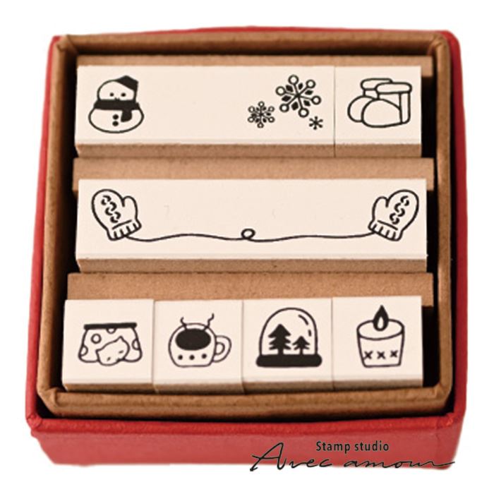 ぷちすたんぷセット Petit Stamp -冬ごもりー-【オリジナルスタンプ・アンティークスタンプ・かわいいスタンプ・手帳デコ・はんこ・ハンコ・スケジュール・ハンドメイド】