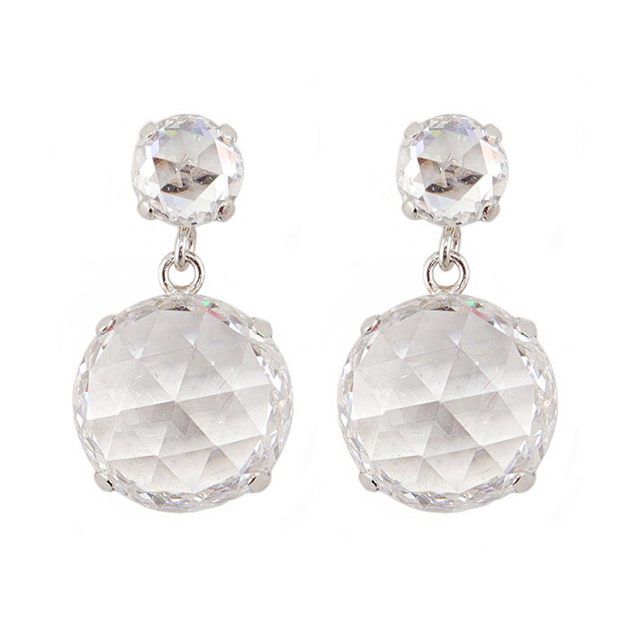 FOREST OF THE JEWELRYのピアス キュービックジルコニア プラチナ Pt900 ローズカット 4mm・8mm シリコン製ダブルロックキャッチ アンティーク調 スタッド シンプル 左右セット｜アングル2