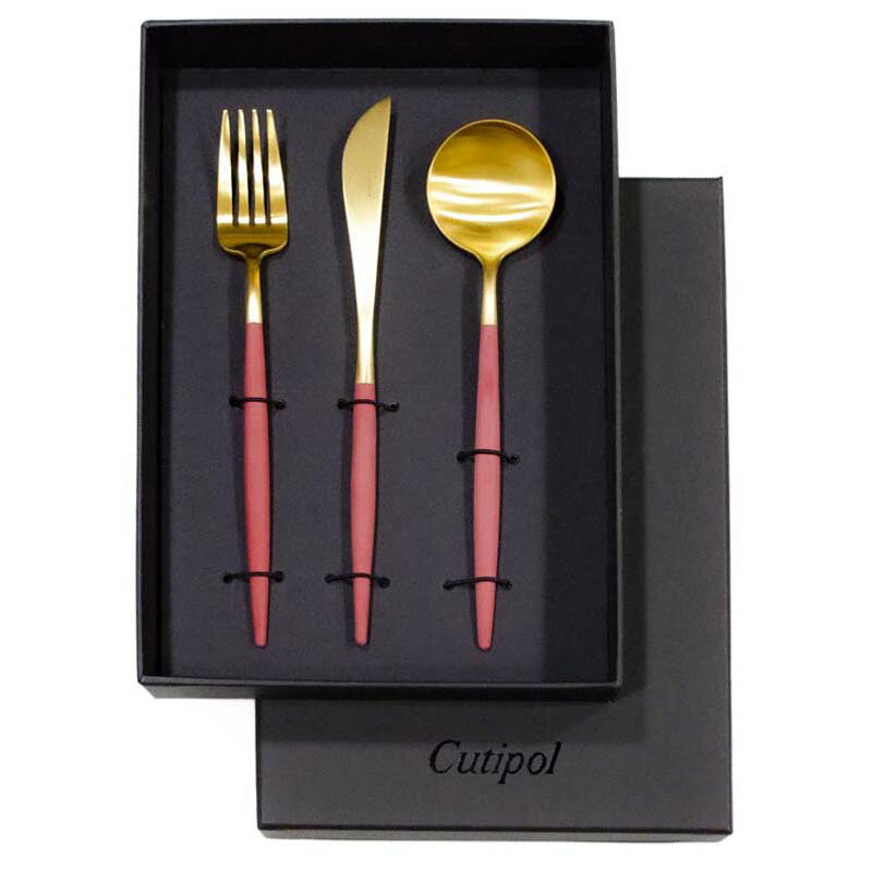 カトラリーセット クチポール Cutipol GOA ゴア フォーク ナイフ スプーン 3本セット レッド ゴールド ..