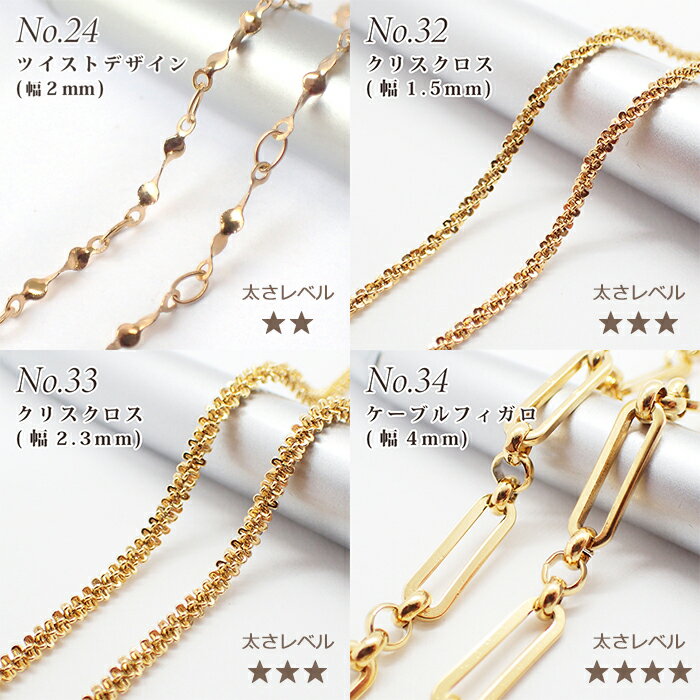 【最大50%オフ マラソン】 【切り売り/約1m】106.サージカルステンレス製チェーン【ゴールド】 ステン..