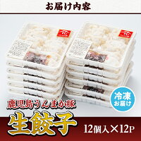 【送料無料】鹿児島うんまか豚生餃子(計144個・12個入り×12P・タレ付)にんにく・ニラ不使用!国産野菜100%のぎょうざ!焼き餃子だけでなく水餃子にも【肉の寺師】