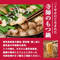 【送料無料】寺師の国産牛もつ鍋セット(4〜5人前)国産牛ホルモンを薩摩特製醤油スープで!とうがらし・乾燥にんにく付!締めまで美味しいちゃんぽん麺もセットでお届け【肉の寺師】