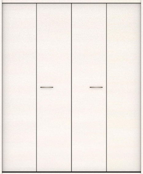 ハピアベイシス　クローク収納　折戸ユニット　フラット横木目タイプ　固定枠尺モジュール　四方枠　2300高　1680幅（6尺間口）　ネオホワイト　大建工業の建具　ハンドル付きタイプのドア