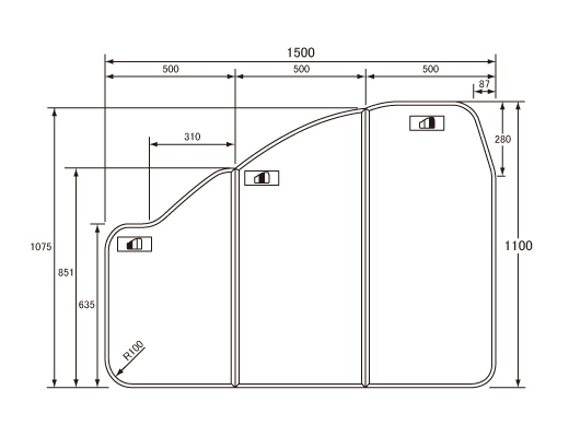 【フタ】コーナーL薄型断熱風呂フタ パナソニック [本体厚み14.8mm] 変形型 3枚組 品番GKU76KF8U2LS 正規品保証
