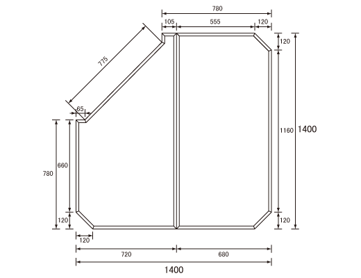 和風バス清滝1500用風呂フタ パナソニック [本体厚み 10.0mm] 変形型 2枚組 品番GZ955C 正規品保証