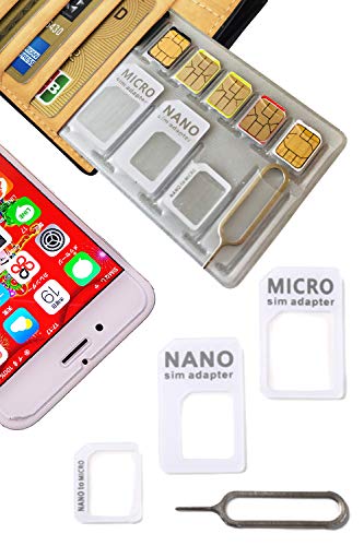 紛失防止 クレカより薄い SIM カード ケース ホルダー 日本製 スキマに入る 変換 アダプタ イジェクトピン 4点セット SilverCoral (ホワイト (収納量 NanoSIM5枚 MicroSD1枚))