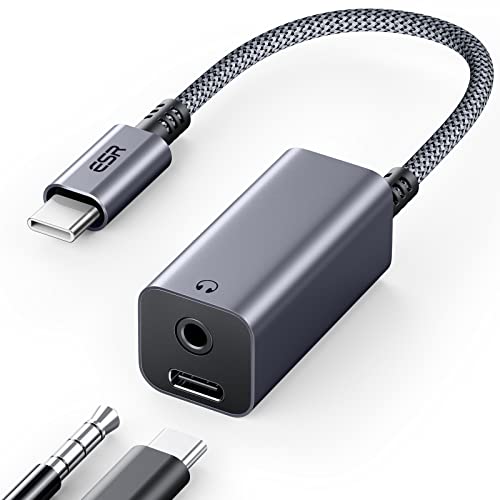 ESR USB Cイヤホンアダプター 2-in-1 USB C to 3.5 mmヘッドホンジャックアダプター PD急速充電 持ち運びに便利 iPad 10/Air5/mini 6/Pro 12.9/Pro 11(2018以降) Galaxy S22/