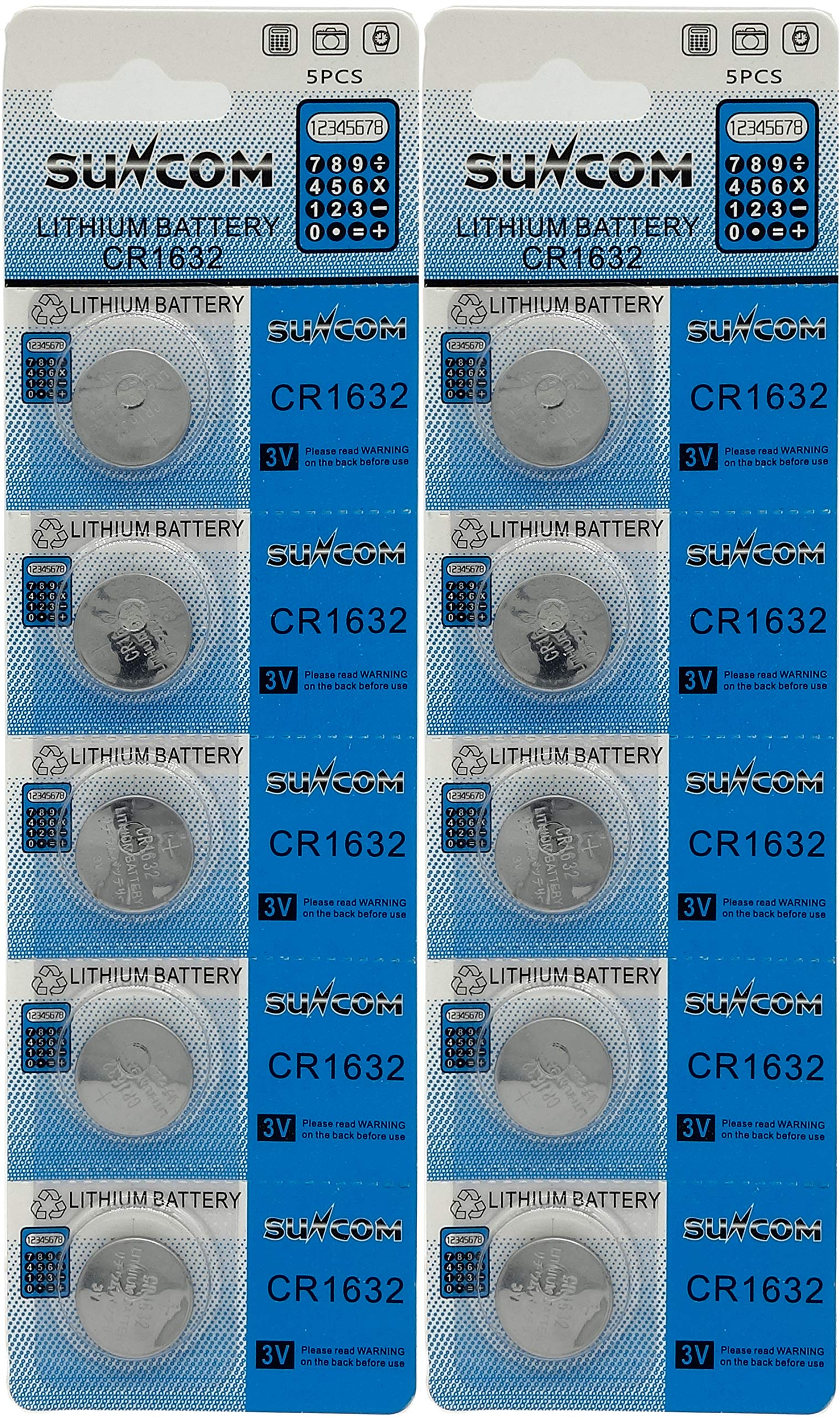 SUNCOM CR1632 電池 3V DL1632 KECR1632-1 互換 2シート 10個