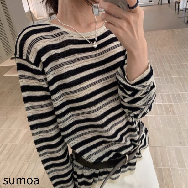 ボーダーカットソーTシャツニットカ...