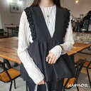 バルーンベスト ベスト ジレ ビスチェ ノースリーブ フレア スカラップ フリルショルダー ノースリーブ Vネック ペプラム Aライン レディース アウター ジャケット ガーリー 体系カバー(4)