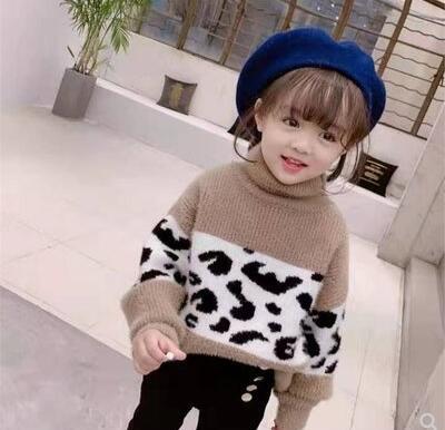 【即納】キッズトップス女の子冬タートルセーター裏起毛厚手ニット子供タートルネック子供服キッズ服ぬくぬく暖かいレオパードふわふわ可愛いおしゃれ大人可愛い