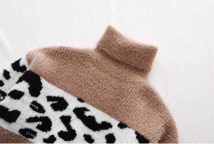 【即納】キッズトップス女の子冬タートルセーター裏起毛厚手ニット子供タートルネック子供服キッズ服ぬくぬく暖かいレオパードふわふわ可愛いおしゃれ大人可愛い