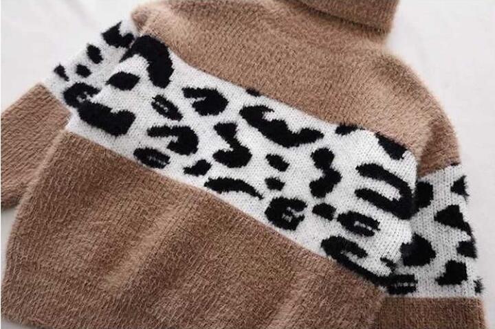 【即納】キッズトップス女の子冬タートルセーター裏起毛厚手ニット子供タートルネック子供服キッズ服ぬくぬく暖かいレオパードふわふわ可愛いおしゃれ大人可愛い