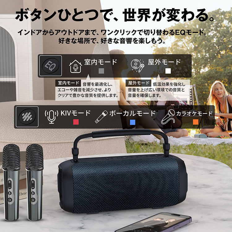 大音量 多機能 防水 IPX7 スピーカー ポータブル拡声器 bluetooth 80W 長時間再生 ...