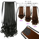 ポニーテール ウィッグ カール ポイントウィッグ エクステ ロング 部分ウィッグ つけ毛 セミロング 38cm 48cm 58cm ブラウン ブラック 巻き髪 ...