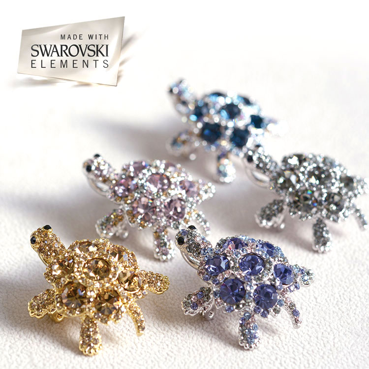【50%OFFクーポン有！！ ～ 2026.8.11 1:59迄】スワロフスキー☆贅沢なストーンのゴージャス亀ブローチ/SWAROVSKI/カメ/かめ/大人可愛い 上品 デイリー 安心 結婚式 プレゼント パーティー ジュエリー アクセサリー 女性 SWAROTONYAの商品画像 3