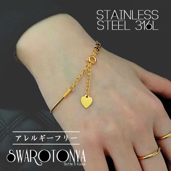 【51%OFFクーポン有！10/14 20:00~10/17 9:59迄】ステンレス 2連ブレスレット リップチェーン /ブレスレット 華奢ブレスレット 上品 デイリー 安心 金属アレルギー 結婚式 プレゼント パーティー ジュエリー アクセサリー ニッケルフリー 女性 スワロ問屋のサムネイル