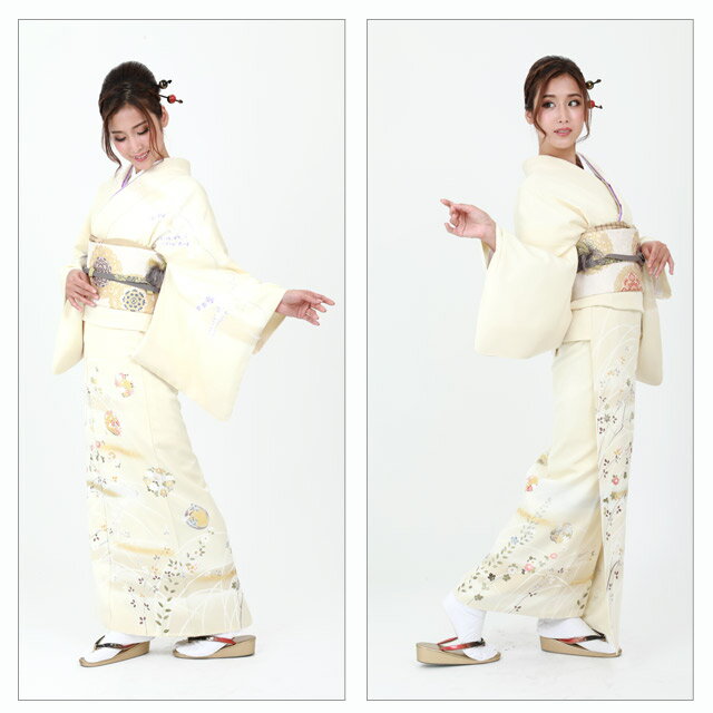 【往復レンタル送料無料】【レンタル】【訪問着】【ほうもんぎ】【ホウモンギ】訪問着 レンタル（23点）【063】【京友禅訪問着】【雪輪クリーム】【着物 レンタル】【貸衣装】【結婚式】【入学式】【レンタル 訪問着】