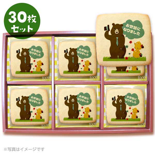 クッキー イラスト プリント メッセージ 2 お礼 プチギフト 洋菓子 お菓子 お取り寄せスイーツ 通販 人気 贈り物 おすすめ 有名 フォチェッタ focetta 30枚セットのサムネイル