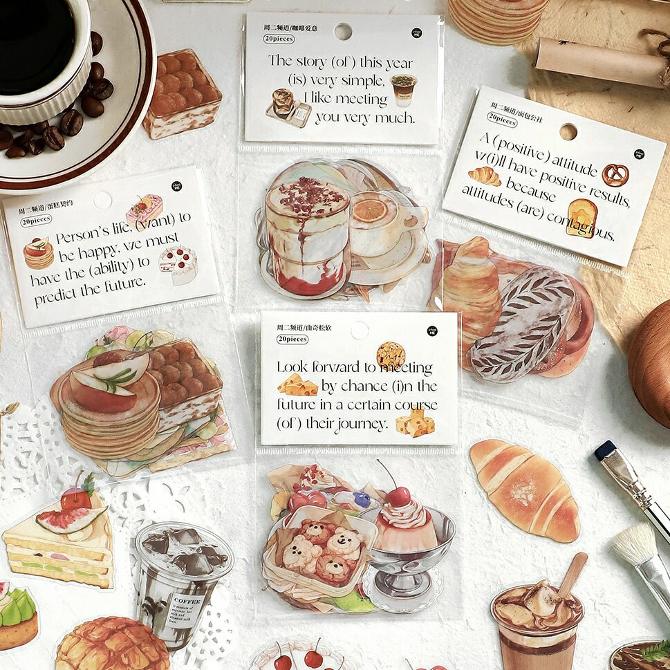 楽天Pales ChopTuesdayChannelStickerPack（s64） シール スイーツ フレークシール ステッカー カフェ パン ドーナツ パフェ ケーキ プリン ビスケット クッキー ジェラート アイス お菓子 かわいい おしゃれ PET クリア 透明 スマホ 手帳 デコ コラージュ アレンジ ジャーナル DIY