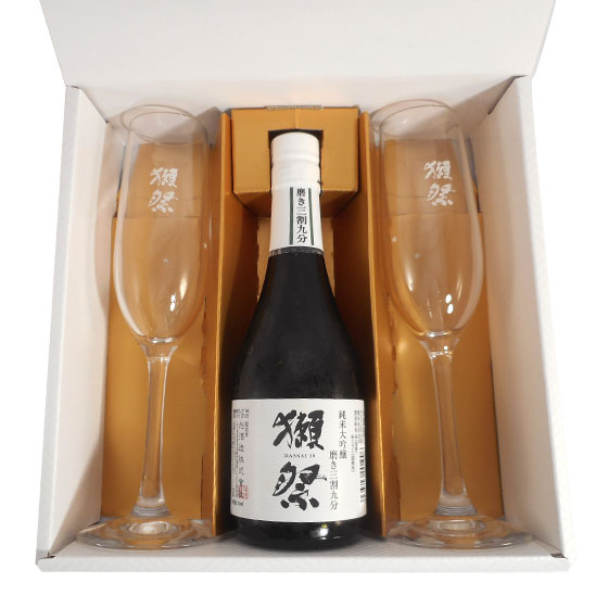 【正規販売店】お酒 お中元 ギフト プレゼント 獺祭 乾杯セット 純米大吟醸 磨き39 300ml 1本 フルートグラス 2脚 ギフトボックス 楽ギフ コンビニ受取対応商品 日本酒 山口県 旭酒造 三割九分 本州のみ送料無料