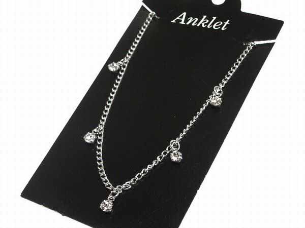 アンクレット レディースアクセサリー アクセサリー ファッション ラインストーン 5つ下がり 5つのクリスタルストーン 揺れて可愛い