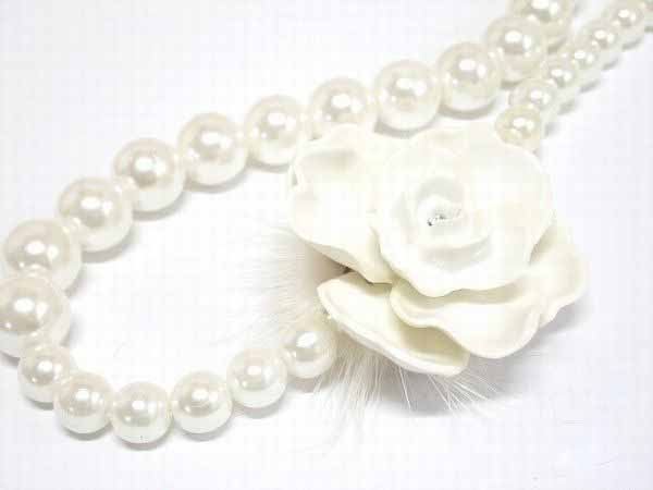 ネックレス ペンダント レディースアクセサリー アクセサリー ファッション 薔薇 パール 50センチ 裏側ミンク キュート アクセント 50cm グラデーション