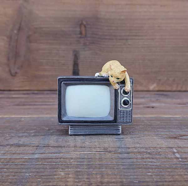 オブジェ 置き物 インテリア雑貨 家具 インテリア ほんのりレトロな 猫 テレビ オーナメント ちょっとレトロな雰囲気 素敵 家電シリーズ インテリアの雰囲気づくり オススメ 昭和レトロ