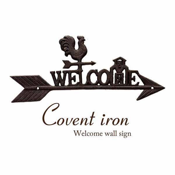 レリーフ アート ウォールデコレーション 家具 インテリア Covent Iron コベントアイアン WELCOME ウォールサイン ルースター アイアン雑貨 風見鶏モチーフ ウェルカムサインプレート シンプルコーデ 実用的 飾るだけ インテリア性抜群 統一コーデ